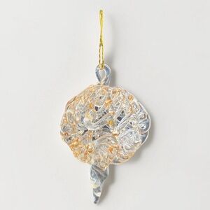 Vintage Hand-Spun Clear Amber/Gold Tone Glass Ornament Handmade 2”